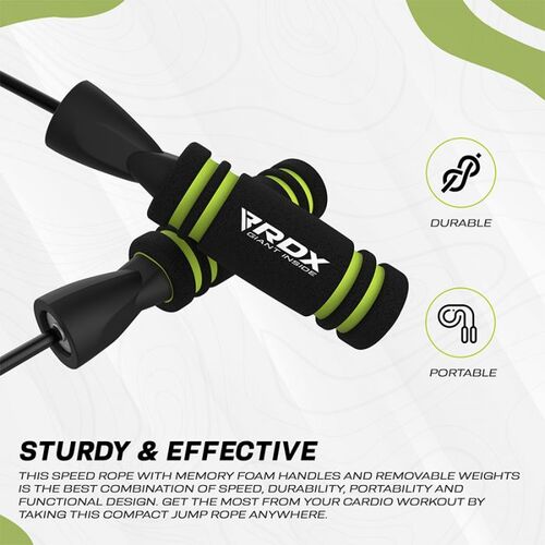 RDX Weighted, Adjustable Skipping Rope with Memory Foam Handles