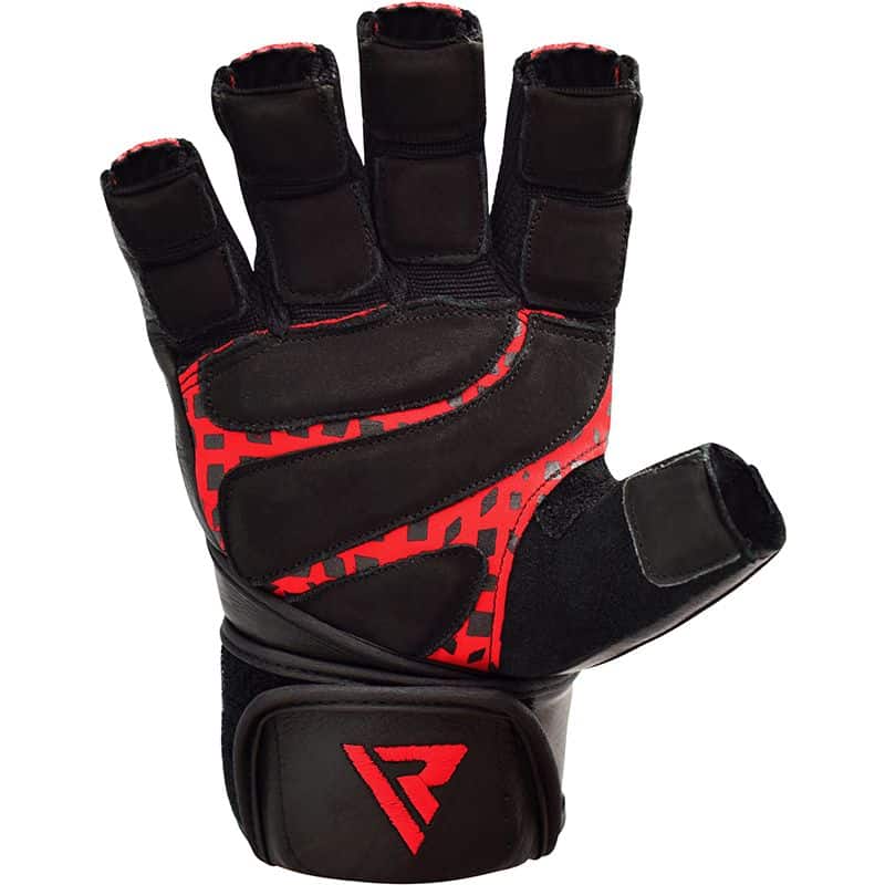 RDX L7 MEDIUM RED CROWN LEATHER WEIGHTLIFTING GLOVES