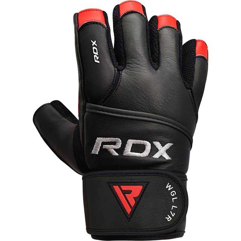 RDX L7 MEDIUM RED CROWN LEATHER WEIGHTLIFTING GLOVES