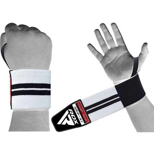RDX W3 White Black Cotton Wrist Wraps