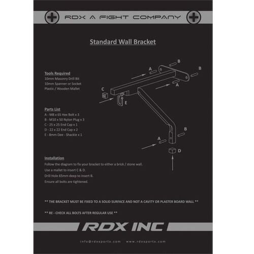 RDX PUNCH BAG STEEL WALL BRACKET